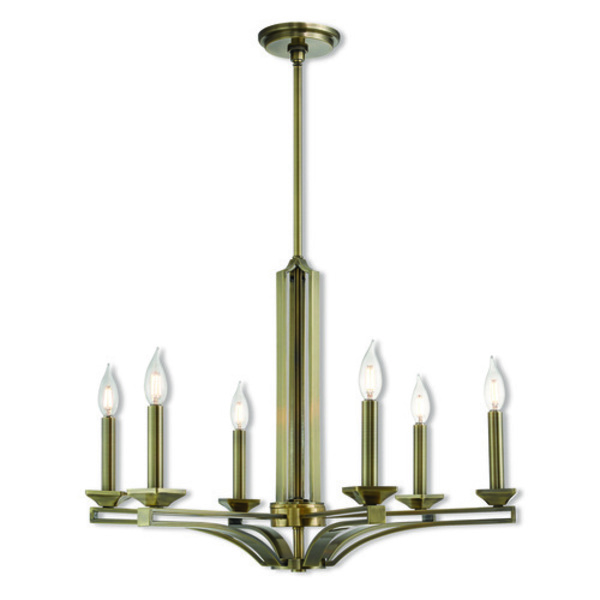 Livex Lighting Trumbull 6 Light Antique Brass Chandelie 40056-01